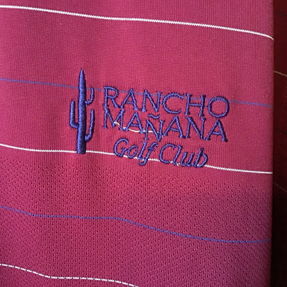 UA Men's Burgundy Striped Polo - Picture 4 of 8